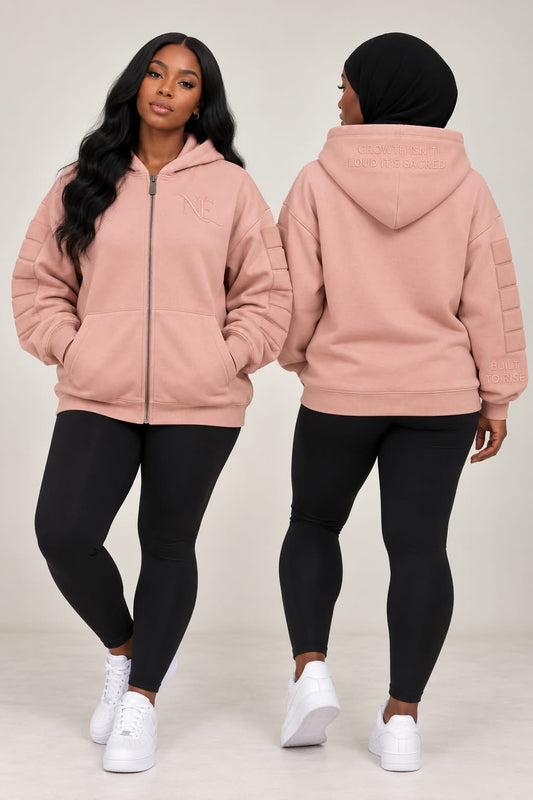 Noorélia Signature Blush Pink Zipper Hoodie - Limited Edition